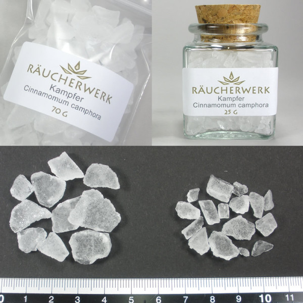 Kampfer Stückchen Grösse und Vergleich
